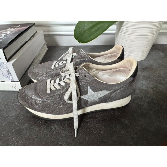 RARE Golden Goose Deluxe Brand HAUS Silver Leather Sneaker US 7.5 UK 5.5 EU 38 - Picture 1 of 10